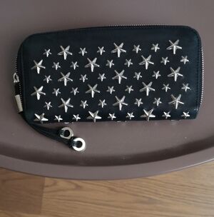 Jimmy Choo Black Filipa Leather Wallet with Silver Stars
